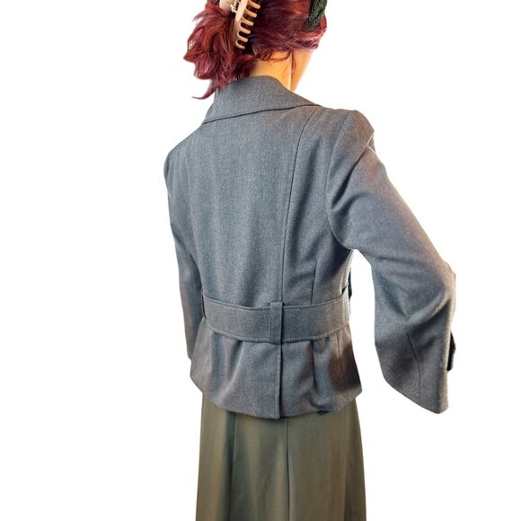 APT 9 Stretch Notched Lapel Belted Blazer in Gray Size 8 - Picture 4 of 8